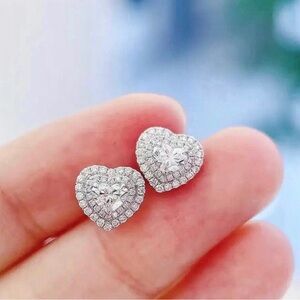 Silver Heart Stud Earrings